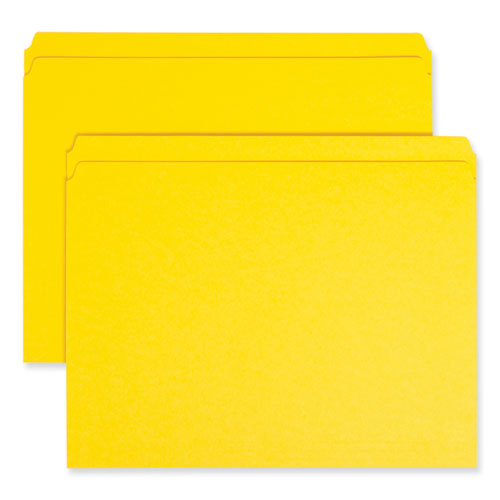 Image of Smead™ Reinforced Top Tab Colored File Folders, Straight Tabs, Letter Size, 0.75" Expansion, Yellow, 100/Box