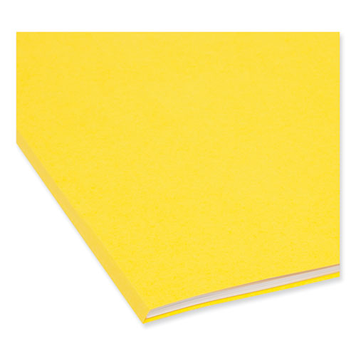 Image of Smead™ Reinforced Top Tab Colored File Folders, Straight Tabs, Letter Size, 0.75" Expansion, Yellow, 100/Box