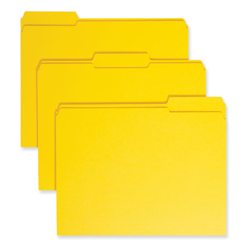 Smead™ Reinforced Top Tab Colored File Folders, 1/3-Cut Tabs: Assorted, Letter Size, 0.75" Expansion, Yellow, 100/Box
