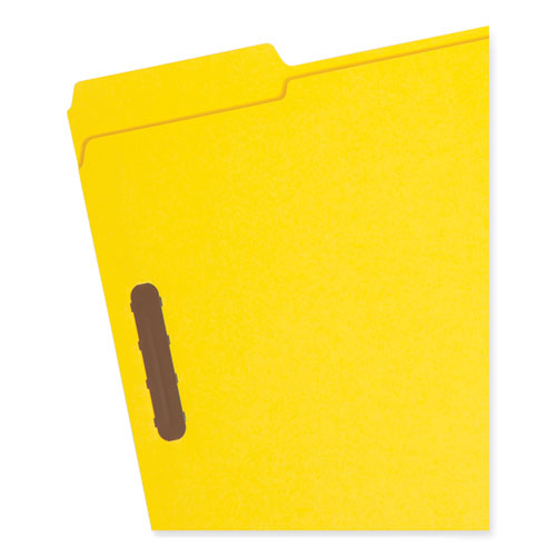 Image of Smead™ Top Tab Colored Fastener Folders, 0.75" Expansion, 2 Fasteners, Letter Size, Yellow Exterior, 50/Box