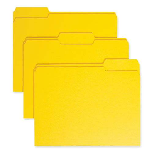 Smead™ Colored File Folders, 1/3-Cut Tabs: Assorted, Letter Size, 0.75" Expansion, Yellow, 100/Box