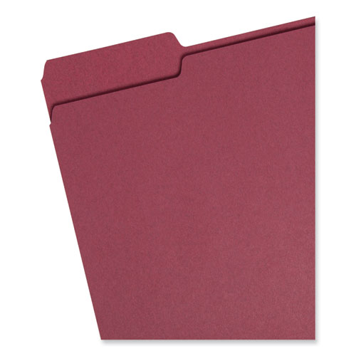 Image of Smead™ Colored File Folders, 1/3-Cut Tabs: Assorted, Letter Size, 0.75" Expansion, Maroon, 100/Box
