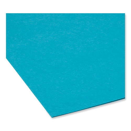 Image of Smead™ Reinforced Top Tab Colored File Folders, 1/3-Cut Tabs: Assorted, Letter Size, 0.75" Expansion, Teal, 100/Box