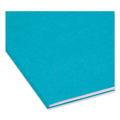 Reinforced Top Tab Colored File Folders, 1/3-Cut Tabs: Assorted, Letter Size, 0.75" Expansion, Teal, 100/Box