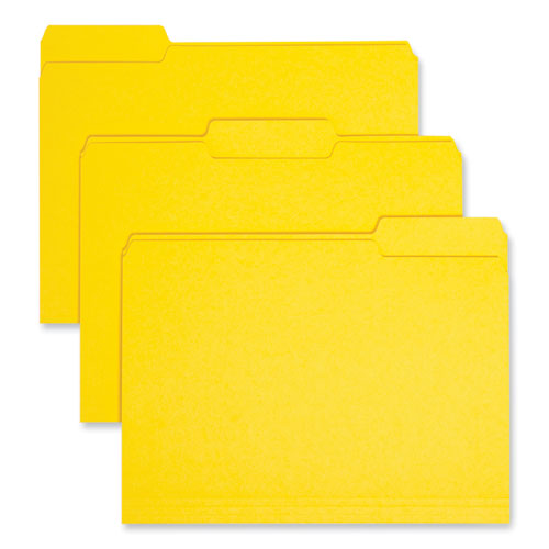 Image of Smead™ Interior File Folders, 1/3-Cut Tabs: Assorted, Letter Size, 0.75" Expansion, Yellow, 100/Box
