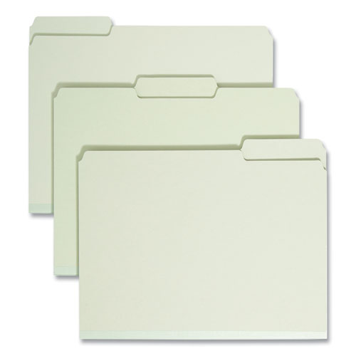 Image of Smead™ Expanding Recycled Heavy Pressboard Folders, 1/3-Cut Tabs: Assorted, Letter Size, 2" Expansion, Gray-Green, 25/Box