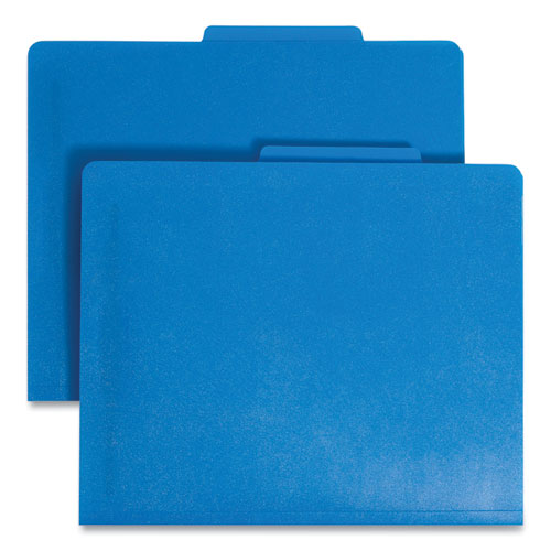 Smead™ Six-Section Poly Classification Folders, 2" Expansion, 2 Dividers, 6 Fasteners, Letter Size, Blue Exterior, 10/Box