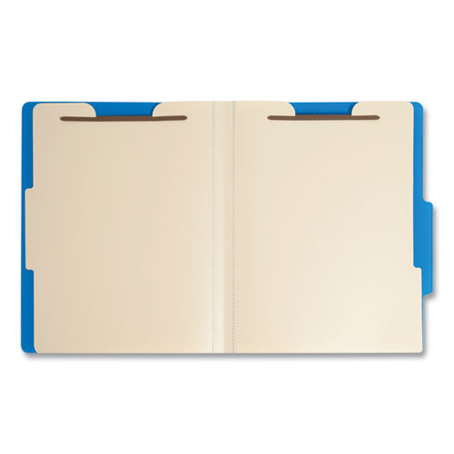 Image of Smead™ Six-Section Poly Classification Folders, 2" Expansion, 2 Dividers, 6 Fasteners, Letter Size, Blue Exterior, 10/Box