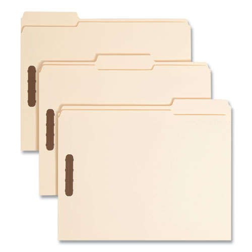 Smead™ Top Tab Fastener Folders, 1/3-Cut Tabs: Assorted, 0.75" Expansion, 2 Fasteners, Letter Size, Manila Exterior, 50/Box