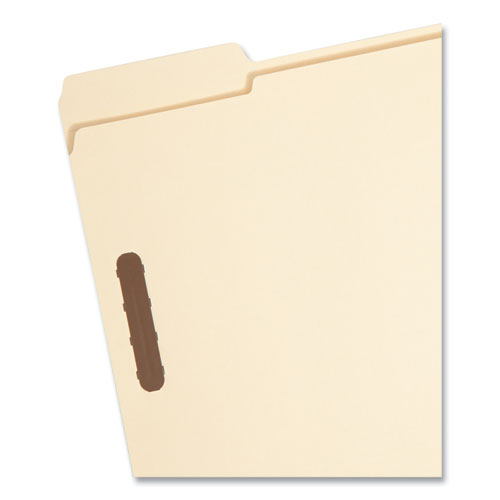 Image of Smead™ Recycled Top Tab Fastener Folders, 1/3-Cut Tabs: Assorted, 0.75" Expansion, 2 Fasteners, Letter Size, Manila Exterior, 50/Box