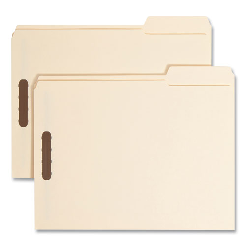Top Tab Fastener Folders, Guide-Height 2/5-Cut Tabs, 0.75" Expansion, 2 Fasteners, Letter Size, 11-pt Manila, 50/Box