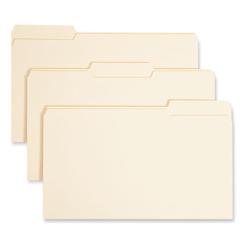 Smead™ Interior File Folders, 1/3-Cut Tabs: Assorted, Legal Size, 0.75" Expansion, Manila, 100/Box