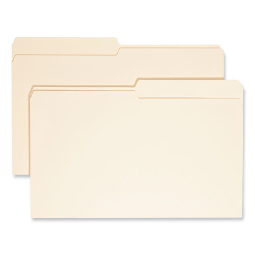Image of Smead™ Manila File Folders, 1/2-Cut Tabs: Assorted, Legal Size, 0.75" Expansion, Manila, 100/Box