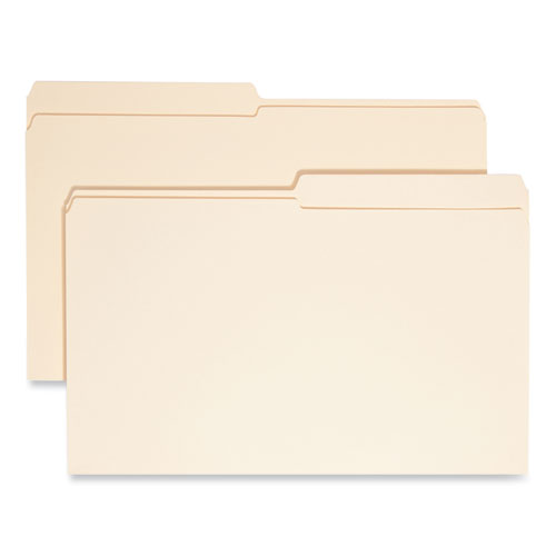 Image of Smead™ Reinforced Tab Manila File Folders, 1/2-Cut Tabs: Assorted, Legal Size, 0.75" Expansion, 11-Pt Manila, 100/Box