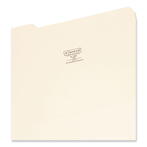 Image of Smead™ Manila File Folders, 1/3-Cut Tabs: Assorted, Legal Size, 0.75" Expansion, Manila, 100/Box