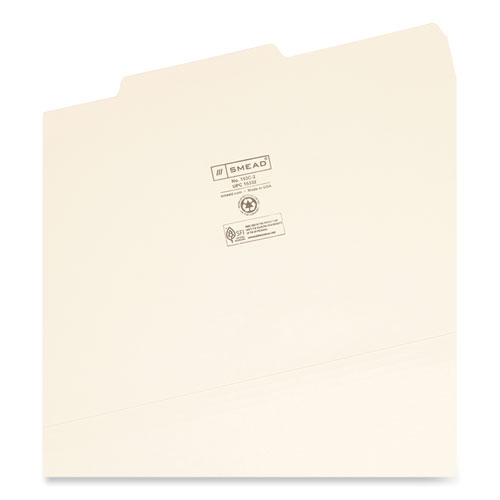 Image of Smead™ Manila File Folders, 1/3-Cut Tabs: Center Position, Legal Size, 0.75" Expansion, Manila, 100/Box
