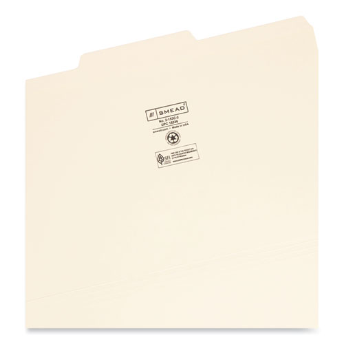 Image of Smead™ Reinforced Tab Manila File Folders, 1/3-Cut Tabs: Center Position, Legal Size, 0.75" Expansion, 11-Pt Manila, 100/Box