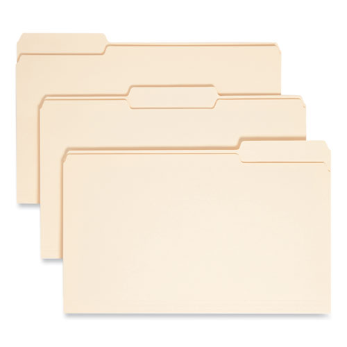 Smead™ Top Tab File Folders With Antimicrobial Product Protection, 1/3-Cut Tabs: Assorted, Legal, 0.75" Expansion, Manila, 100/Box