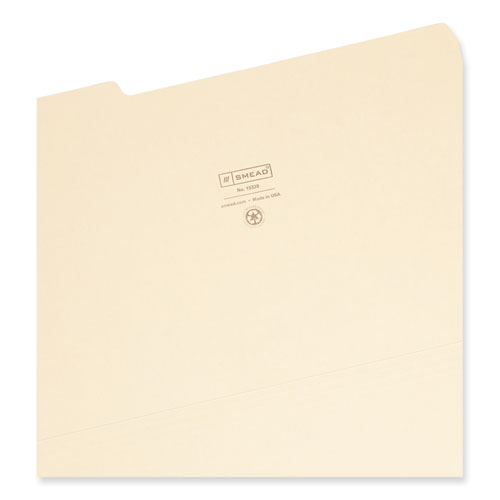 Image of Smead™ 100% Recycled Manila Top Tab File Folders, 1/3-Cut Tabs: Assorted, Legal Size, 0.75" Expansion, Manila, 100/Box