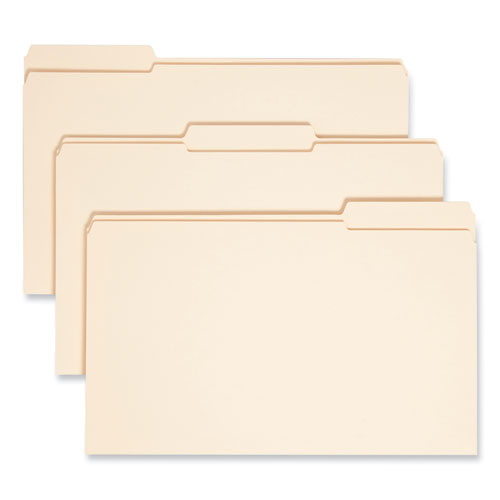 Expandable Heavyweight File Folders, 1/3-Cut Tabs: Assorted, Legal Size, 1.5" Expansion, Manila, 50/Box