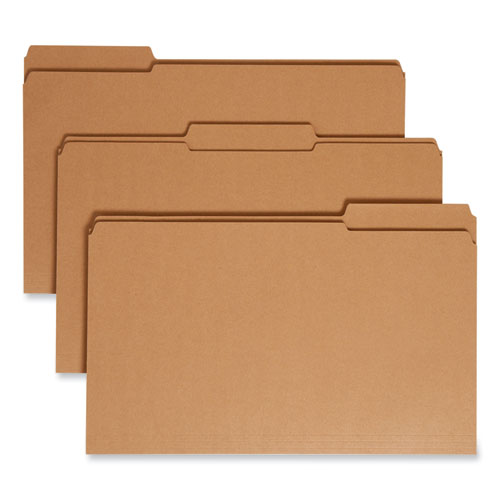 Image of Smead™ Heavyweight Kraft File Folder, 1/3-Cut Tabs: Assorted, Legal Size, 0.75" Expansion, 11-Pt Kraft, Brown, 100/Box
