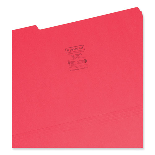 Image of Smead™ Colored File Folders, 1/3-Cut Tabs: Assorted, Legal Size, 0.75" Expansion, Assorted Colors, 100/Box