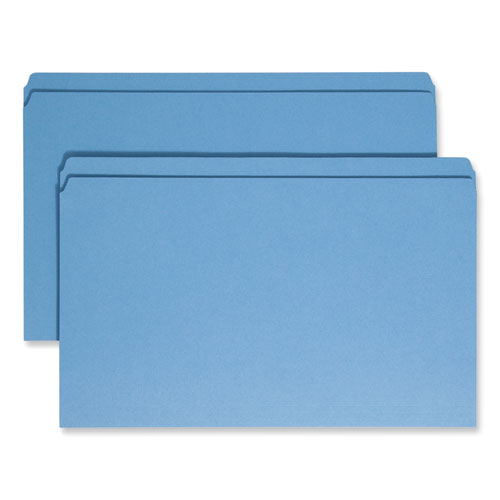 Reinforced Top Tab Colored File Folders, Straight Tabs, Legal Size, 0.75" Expansion, Blue, 100/Box