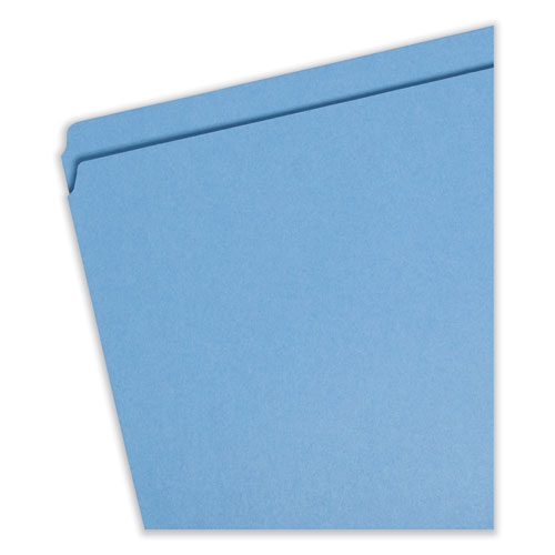 Image of Smead™ Reinforced Top Tab Colored File Folders, Straight Tabs, Legal Size, 0.75" Expansion, Blue, 100/Box
