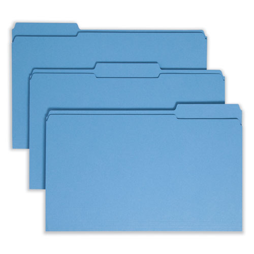 Smead™ Reinforced Top Tab Colored File Folders, 1/3-Cut Tabs: Assorted, Legal Size, 0.75" Expansion, Blue, 100/Box