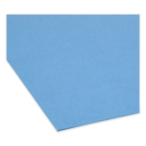 Image of Smead™ Reinforced Top Tab Colored File Folders, 1/3-Cut Tabs: Assorted, Legal Size, 0.75" Expansion, Blue, 100/Box