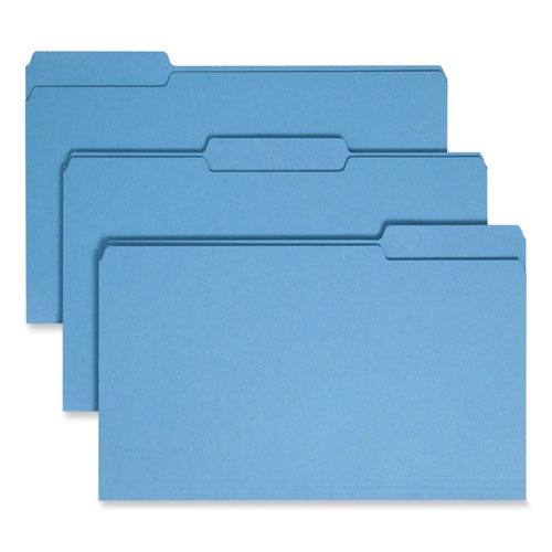 Smead™ Colored File Folders, 1/3-Cut Tabs: Assorted, Legal Size, 0.75" Expansion, Blue, 100/Box