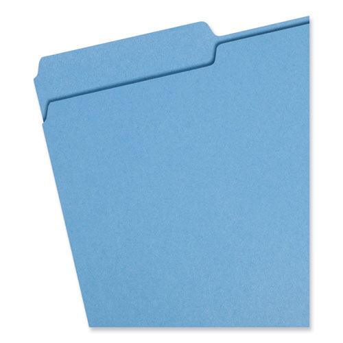 Colored File Folders, 1/3-Cut Tabs: Assorted, Legal Size, 0.75" Expansion, Blue, 100/Box
