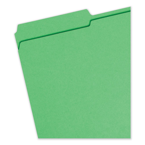 Image of Smead™ Reinforced Top Tab Colored File Folders, 1/3-Cut Tabs: Assorted, Legal Size, 0.75" Expansion, Green, 100/Box