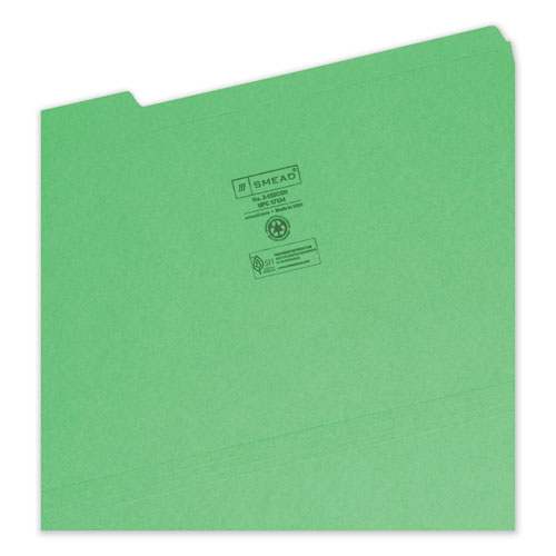 Reinforced Top Tab Colored File Folders, 1/3-Cut Tabs: Assorted, Legal Size, 0.75" Expansion, Green, 100/Box