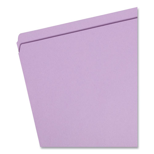 Image of Smead™ Reinforced Top Tab Colored File Folders, Straight Tabs, Legal Size, 0.75" Expansion, Lavender, 100/Box