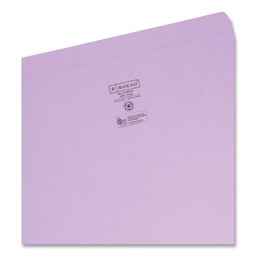 Reinforced Top Tab Colored File Folders, Straight Tabs, Legal Size, 0.75" Expansion, Lavender, 100/Box