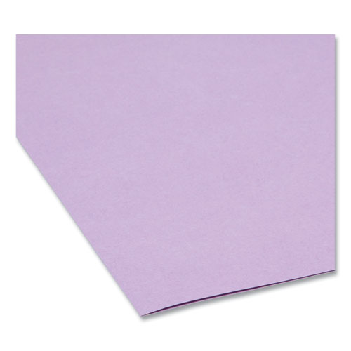 Image of Smead™ Reinforced Top Tab Colored File Folders, 1/3-Cut Tabs: Assorted, Legal Size, 0.75" Expansion, Lavender, 100/Box