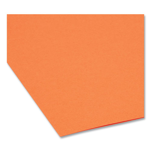 Image of Smead™ Reinforced Top Tab Colored File Folders, 1/3-Cut Tabs: Assorted, Legal Size, 0.75" Expansion, Orange, 100/Box
