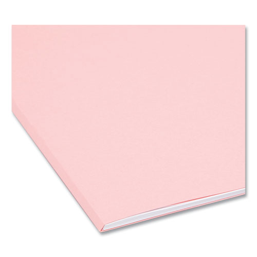 Image of Smead™ Reinforced Top Tab Colored File Folders, 1/3-Cut Tabs: Assorted, Legal Size, 0.75" Expansion, Pink, 100/Box