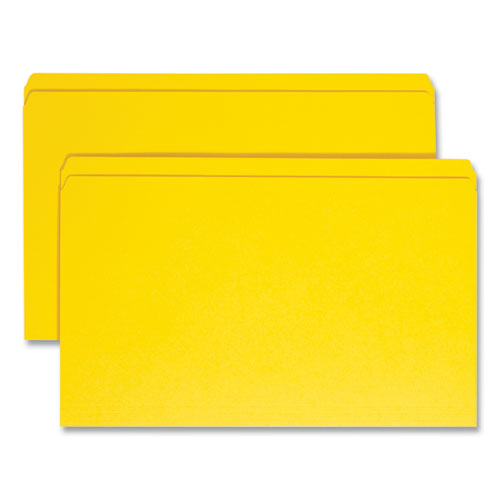 Smead™ Reinforced Top Tab Colored File Folders, Straight Tabs, Legal Size, 0.75" Expansion, Yellow, 100/Box