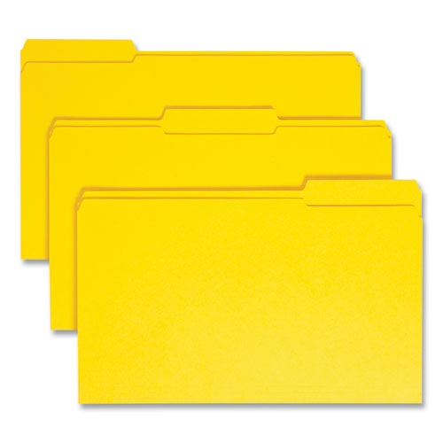 Reinforced Top Tab Colored File Folders, 1/3-Cut Tabs: Assorted, Legal Size, 0.75" Expansion, Yellow, 100/Box