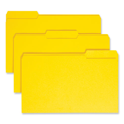 Colored File Folders, 1/3-Cut Tabs: Assorted, Legal Size, 0.75" Expansion, Yellow, 100/Box