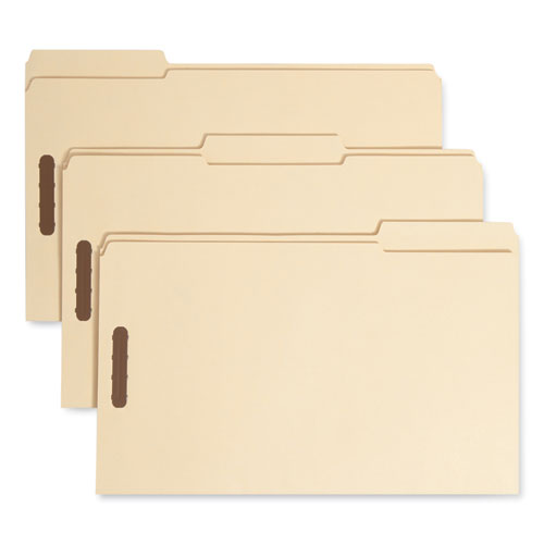 Smead™ Top Tab Fastener Folders, 1/3-Cut Tabs: Assorted, 0.75" Expansion, 2 Fasteners, Letter Size, Manila Exterior, 50/Box
