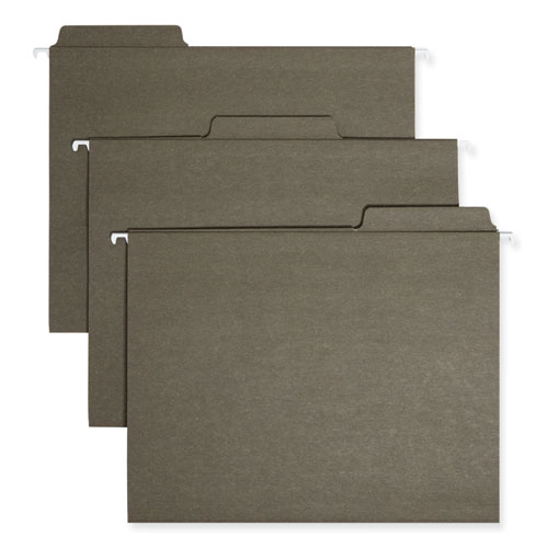 Image of Smead™ Fastab Hanging Folders, Letter Size, 1/3-Cut Tabs, Standard Green, 20/Box