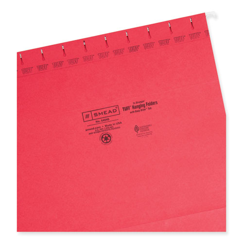 Image of TUFF Hanging Folders with Easy Slide Tab, Letter Size, 1/3-Cut Tabs, Assorted Colors, 15/Box