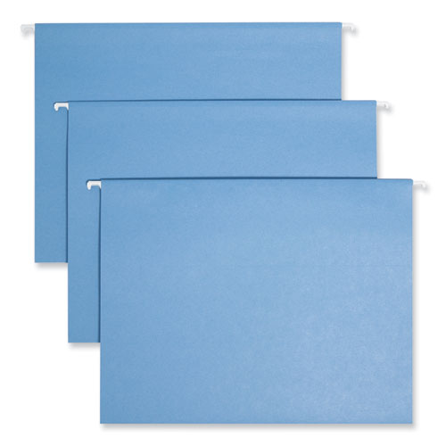 Image of Smead™ Tuff Hanging Folders With Easy Slide Tab, Letter Size, 1/3-Cut Tabs, Blue, 18/Box