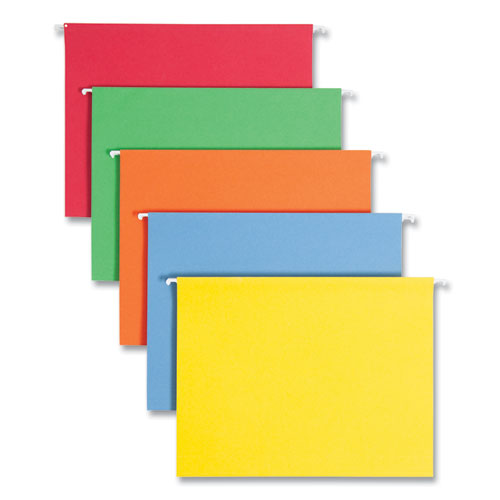 Image of Smead™ Colored Hanging File Folders With 1/5 Cut Tabs, Letter Size, 1/5-Cut Tabs, Assorted Bright Colors, 25/Box