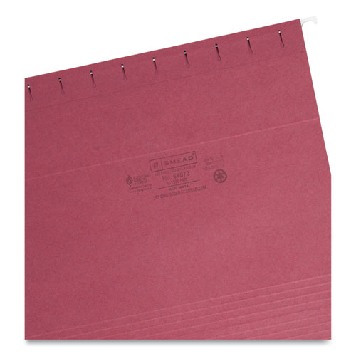 Colored Hanging File Folders with 1/5 Cut Tabs, Letter Size, 1/5-Cut Tabs, Maroon, 25/Box