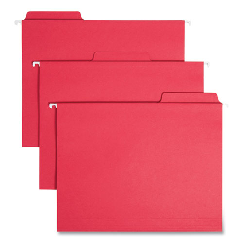 Smead™ Fastab Hanging Folders, Letter Size, 1/3-Cut Tabs, Red, 20/Box