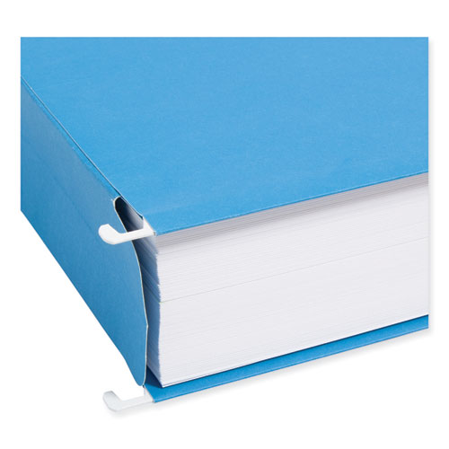 Hanging Pockets with Full-Height Gusset, 1 Section, 2" Capacity, Letter Size, 1/5-Cut Tabs, Sky Blue, 25/Box